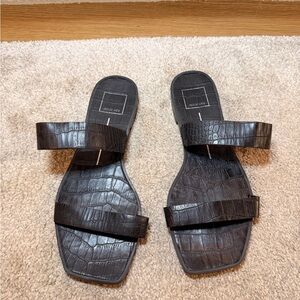 Dolce Vita Black Croc-Embossed Slides